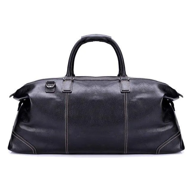 Woosir Genuine Leather Black Duffel Bag Mens