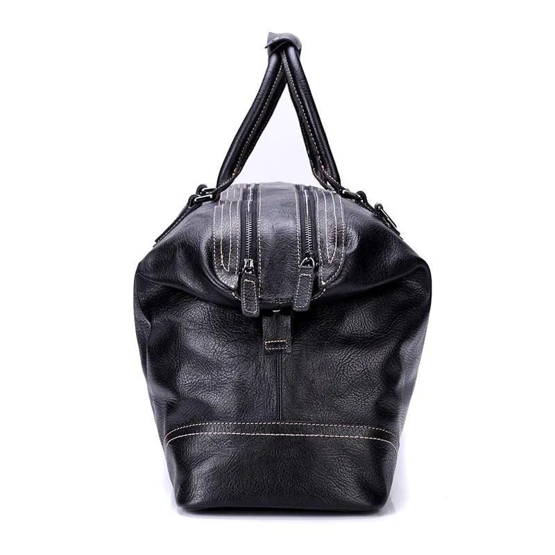 Woosir Genuine Leather Black Duffel Bag Mens