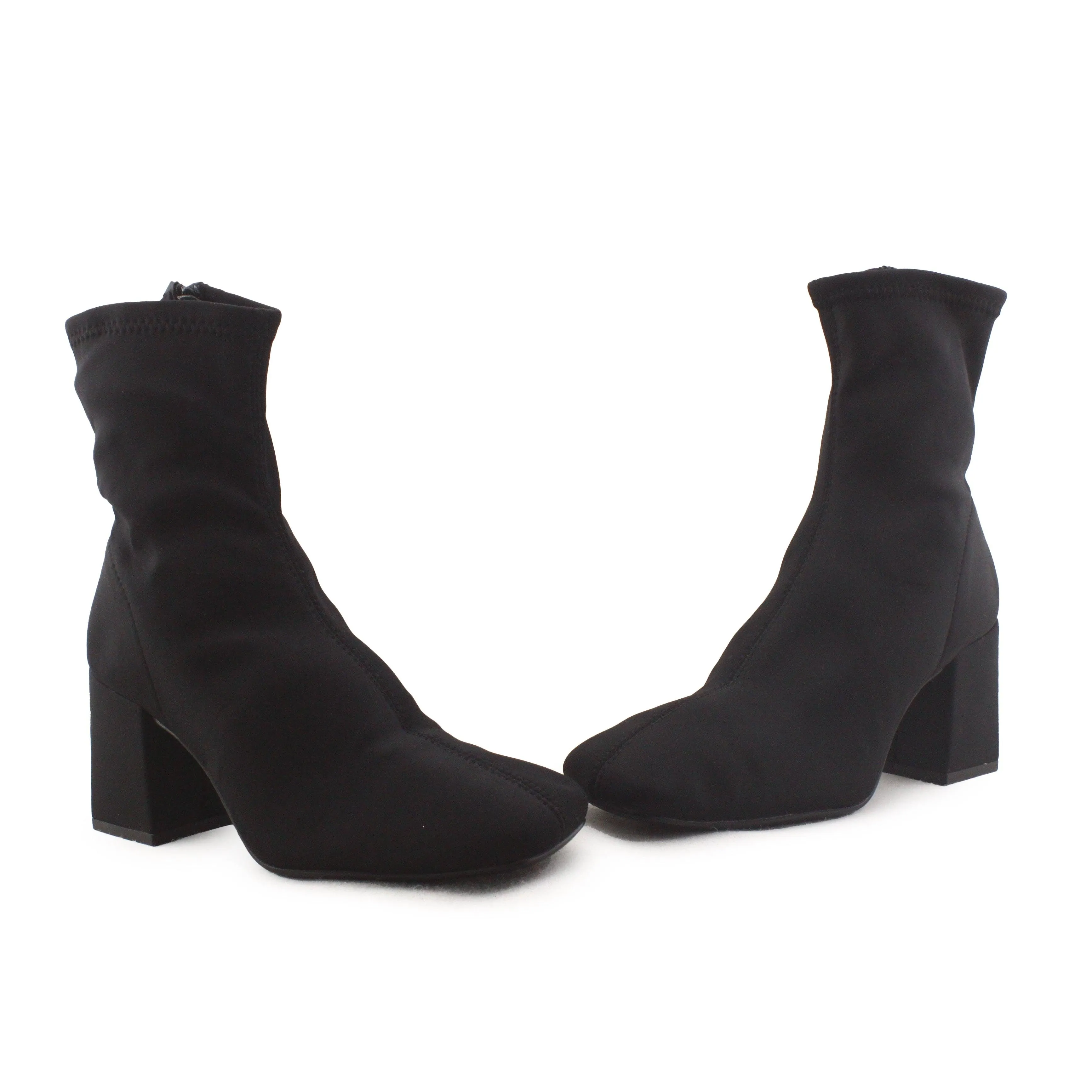 Zara Zipper Block Heels Sock Boots